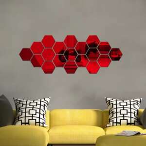 12PCS removable acrylic hexagonal mirror
