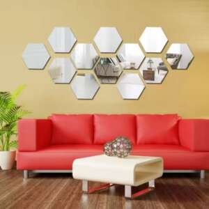 12PCS removable acrylic hexagonal mirror